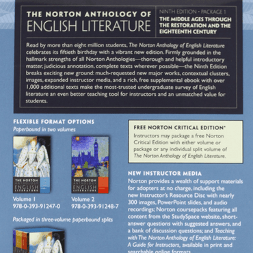The Norton Anthology Of English Literature Ninth Edition Vol Package 1 A B C