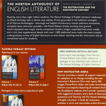 The Norton Anthology Of English Literature Ninth Edition Vol Package 1 A B C